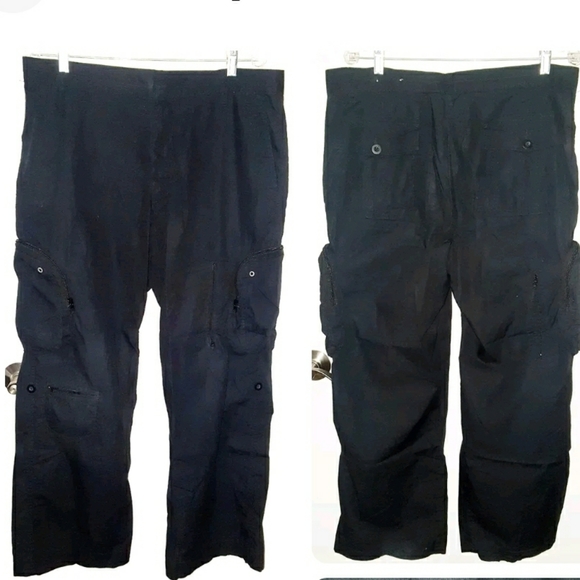 INC International Concepts Cargo Pants Mens 33x30 Black Many Zippers & Pockets - Picture 1 of 10